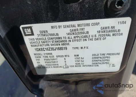 2005 GMC Yukon Xl 1500 Slt z USA, uszkodzony, nr VIN 1GKEC16Z35J168519